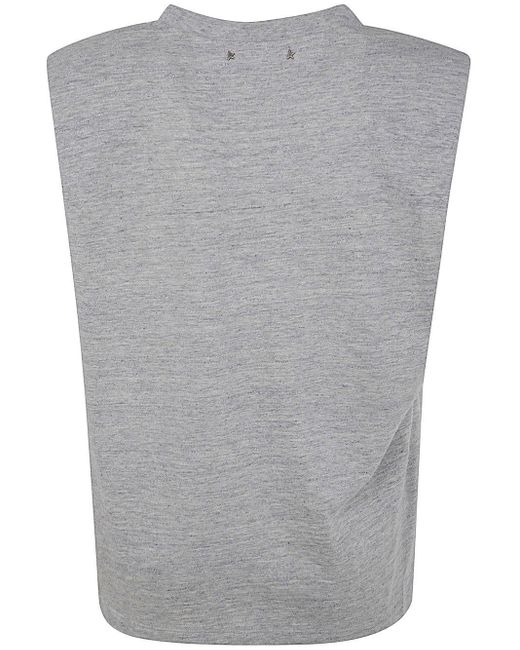 Golden Goose Deluxe Brand Gray Journey W`S Sleeveless Padded Shoulder T-Shirt