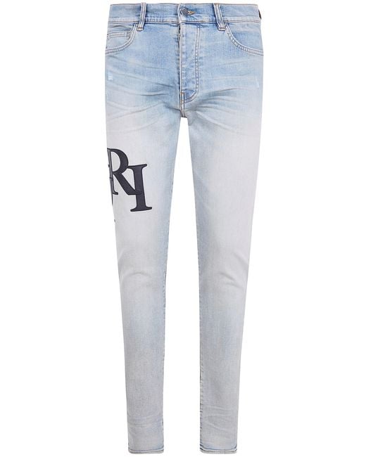 Amiri Blue "Staggered Logo" Skinny Jeans