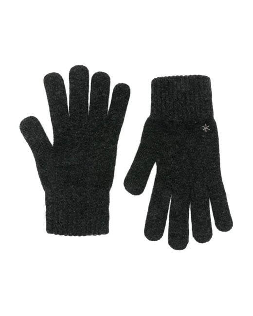 Snow Peak Black "Washable" Wool Knit Gloves for men