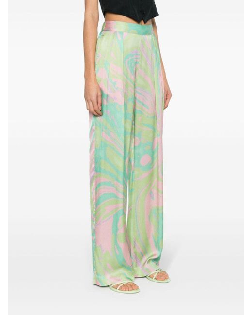 Pinko Green Abstract Pattern Trousers