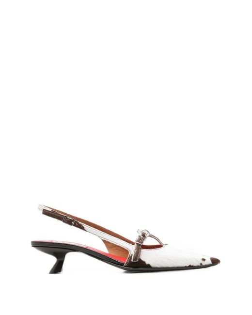 Marni White Calf-Hair Slingback Mules