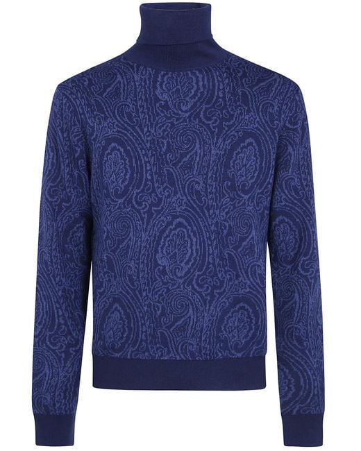 Etro Blue Sweater Turtle Neck "Turtle Neck Sweater" for men