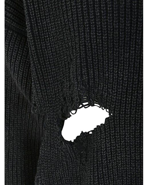 Maison Mihara Yasuhiro Black Bleached Knit Pullover for men