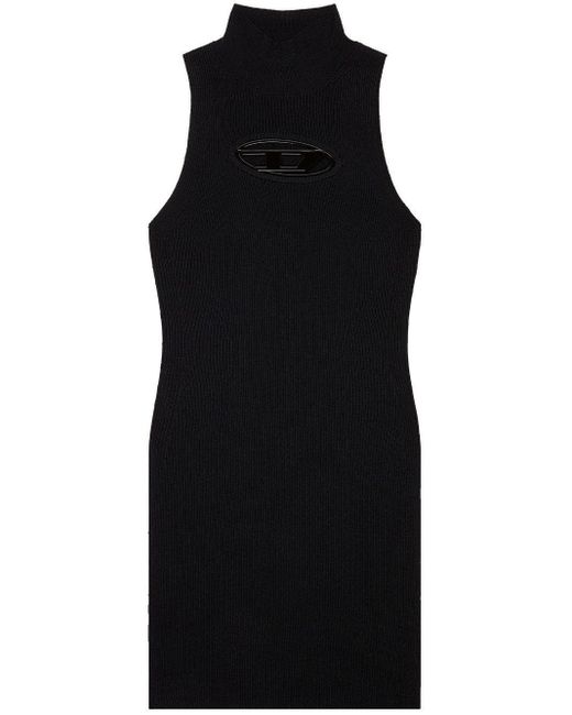 DIESEL Black M-onerva Short Dress With Cut-out And Logo Plaque