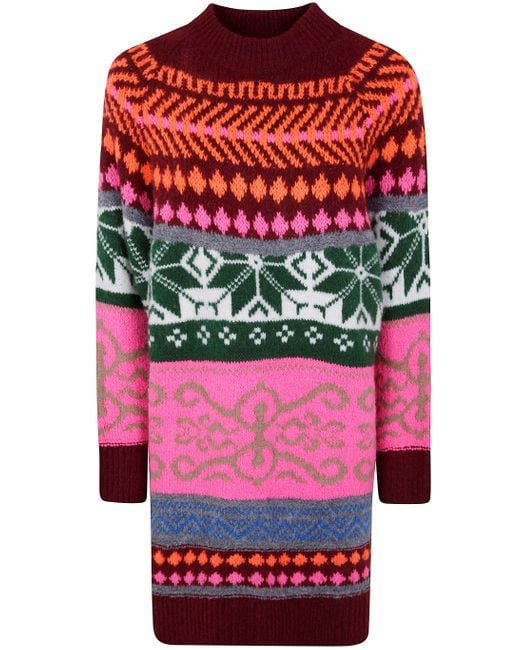 Essentiel Antwerp Red 'Icon' Jacquard Knit Dress