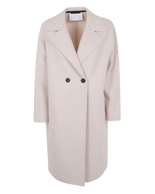 Harris Wharf London White Dropped Shoulder Double Breasted Coat Presse