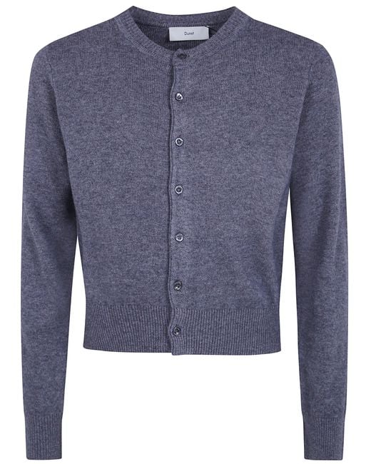DUNST Blue Cardigan Crewneck Crewneck Knit Cardigan