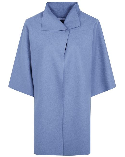 Harris Wharf London Blue Coat Wool "Kimono Mantle"