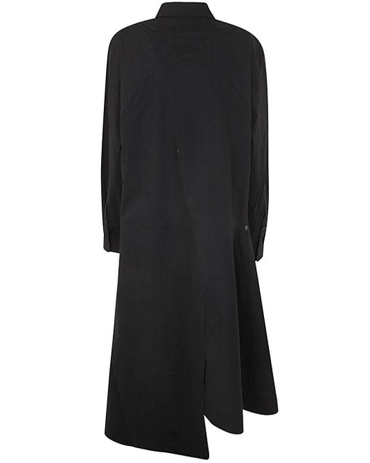 Y-3 Black Long Sleeves Polo Neck Midi Dress Clothing