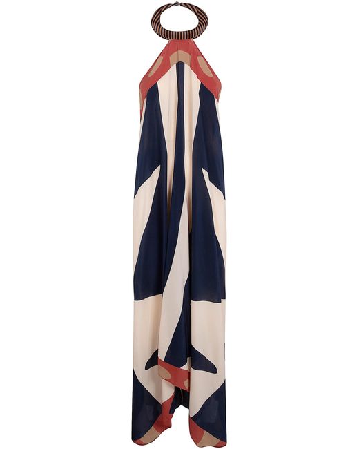 VOLANTIS Blue "Saba" American Neck Dress