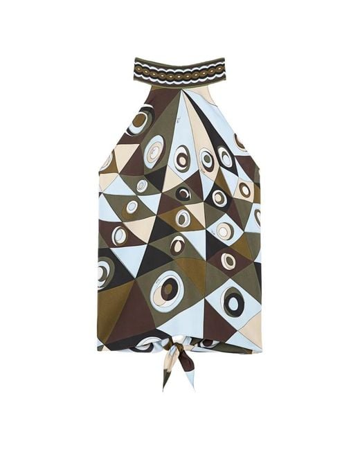Emilio Pucci White Occhi-Print Scarf Top