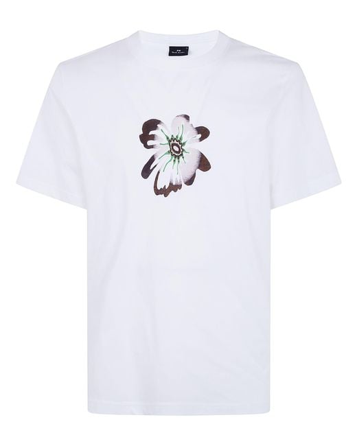 Paul Smith White T-Shirt Regular Fit "Flower" for men
