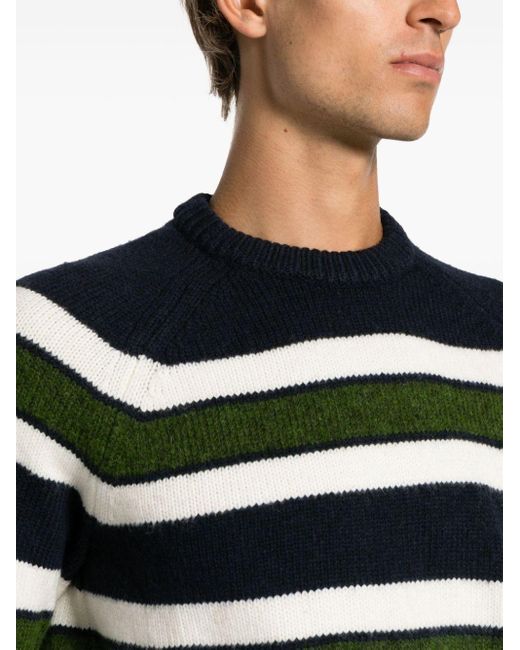 Michael Kors Blue Intarsia-knit Striped Jumper for men