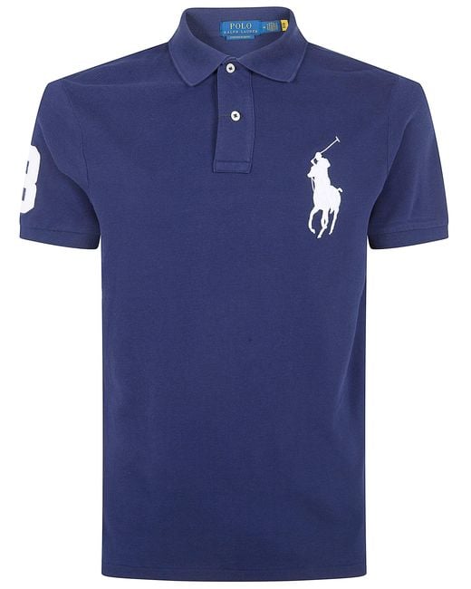 Polo Ralph Lauren Blue Short Sleeves Knit Big Logo Polo Shirt for men
