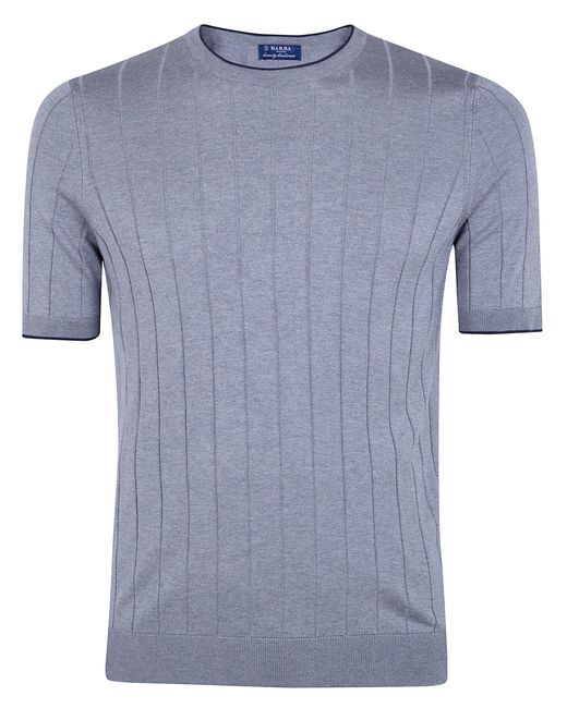 Barba Napoli Gray Silk Round Neck Sweater for men