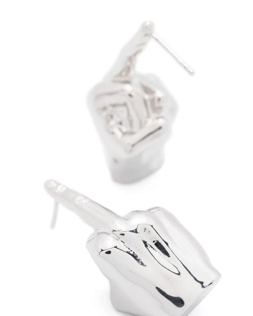 Y. Project White Mini Fuck You Earrings Pair Accessories