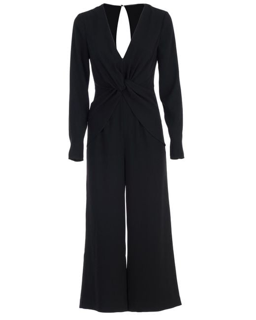 Self-Portrait Black Jumpsuit L/S V Neck