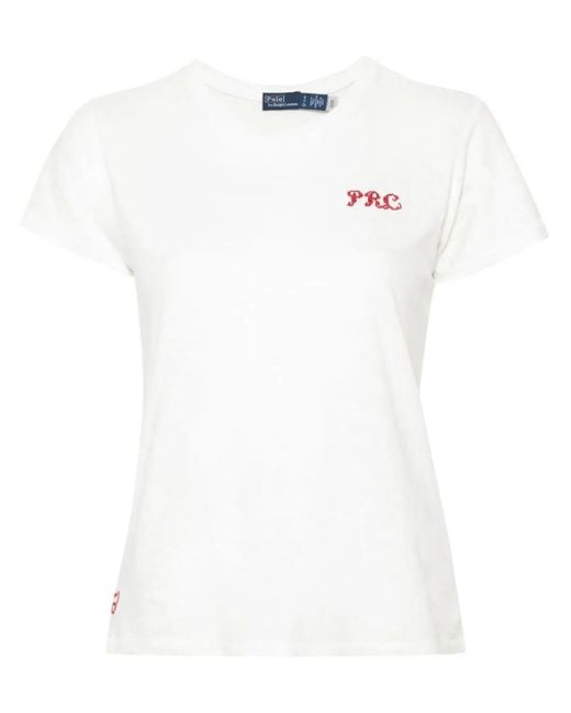 Polo Ralph Lauren White Logo-Embroidered Cotton T-Shirt