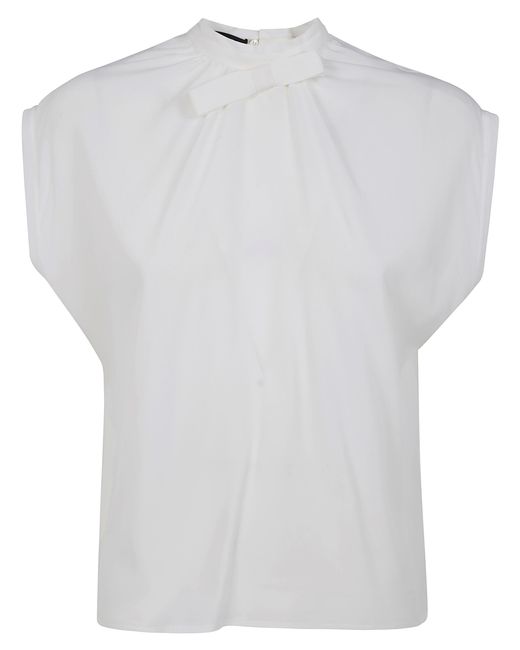 DR. HOPE White Silk Blend Bow Blouse
