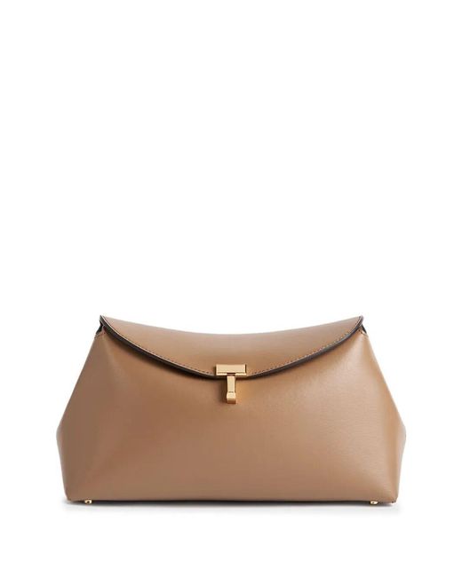 Totême Natural "T-Lock" Leather Clutch