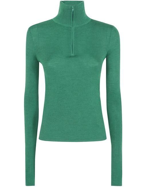 Frankie Shop Green Sweater Knit Zip "Sade"