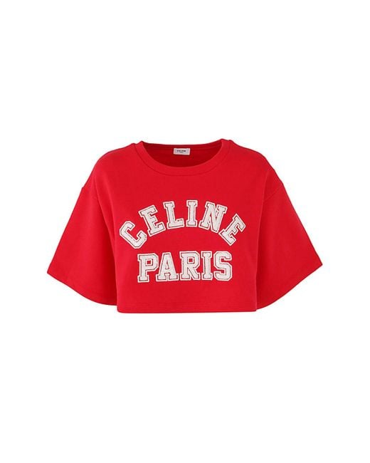 Céline Red Mini Crewneck Cropped Top