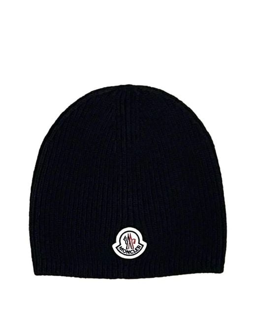 Moncler Blue Hat Classic Logo Bonnet for men