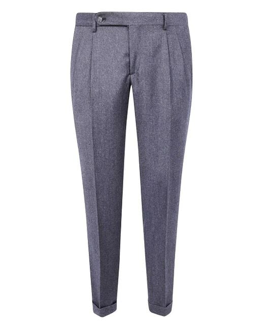 Barba Napoli Blue "Firenze" Denim Wool Cashmere Double Pences Chino Trouser for men