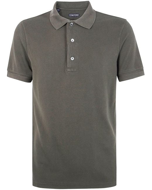 Tom Ford Gray Lyocell Piquet Short Sleeves Polo Shirt for men