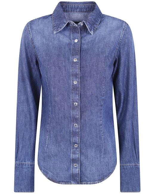7 For All Mankind Blue Shirt Regular Fit "Clear Shirt Rainfall"