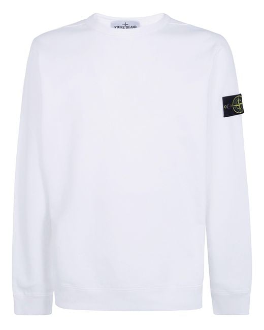 Stone Island White Sweatshirt Round Neck "61000" for men