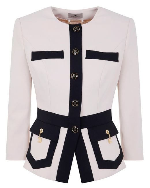Elisabetta Franchi White Korean Jacket