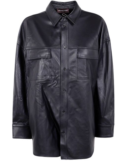 MICHAEL Michael Kors Black Oversized Leather Shirt