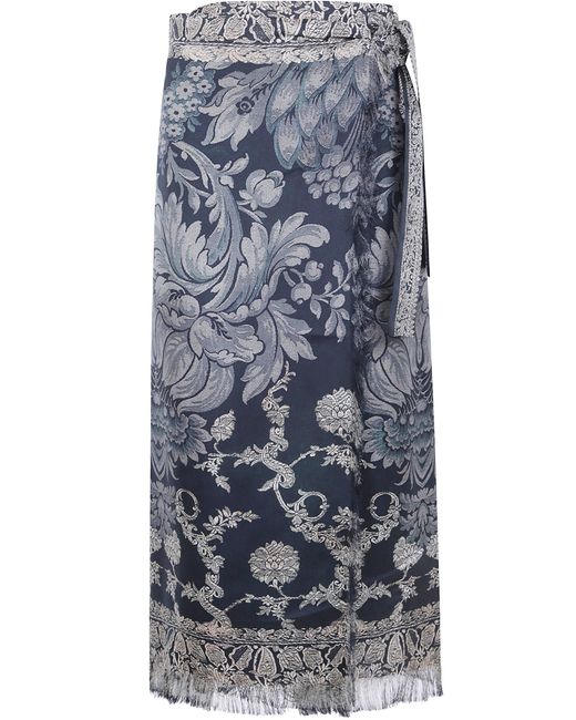 Pierre Louis Mascia Blue Skirt Silk "Aloes"