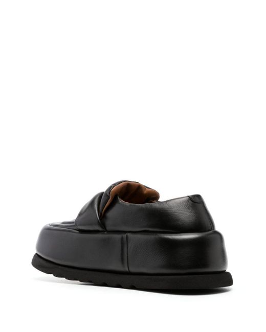 Marsèll Black Padded Leather Platform Loafers