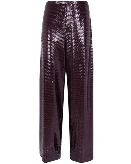 Alberta Ferretti Purple Trousers Paillettes Su Jersey