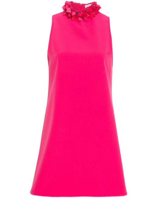 P.A.R.O.S.H. Pink Sleeveless High Neck Mini Dress With Paillettes