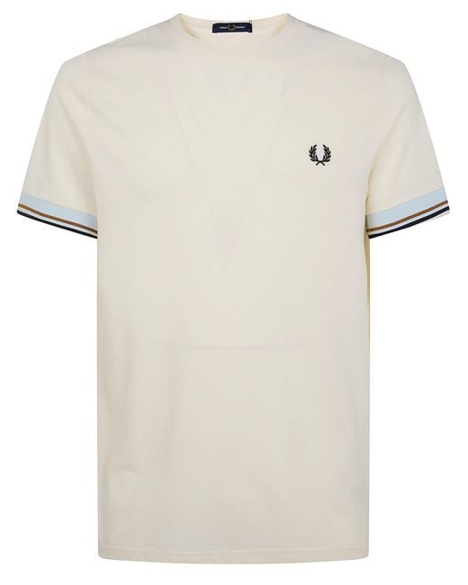 Fred Perry White T-Shirt Logo "Tipped Cuff" for men