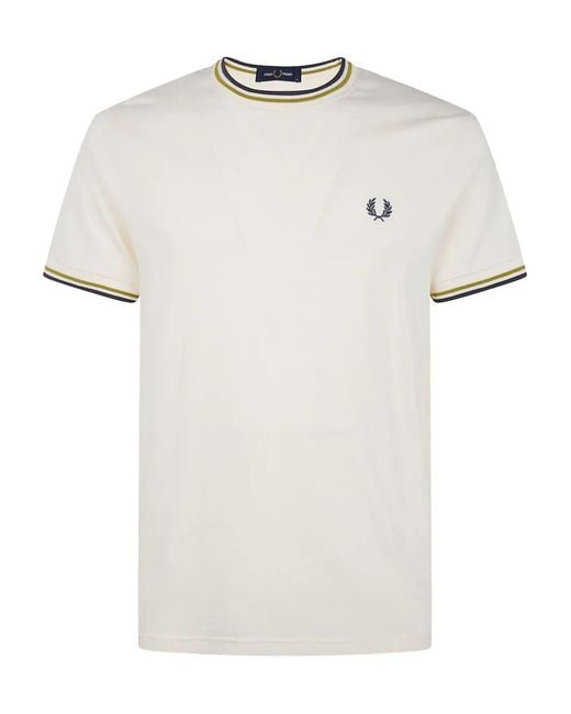 Fred Perry White Twin Tipped T-Shirt for men