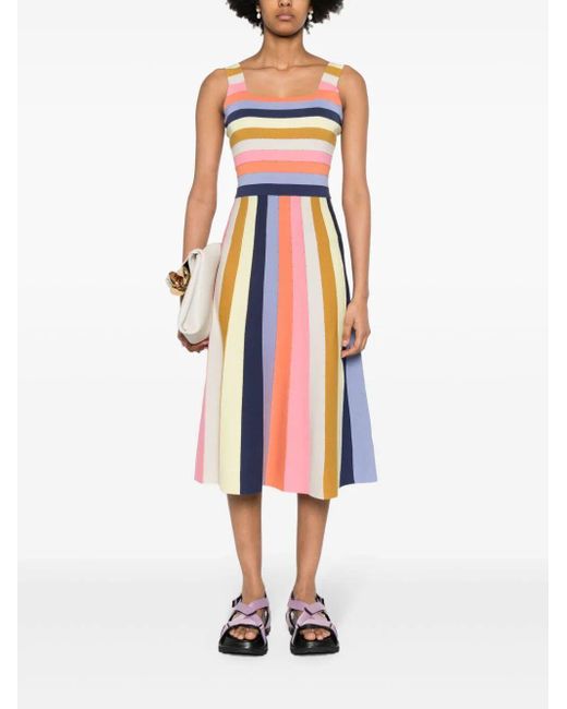 PS by Paul Smith Orange Striped Knitted Midi Dress