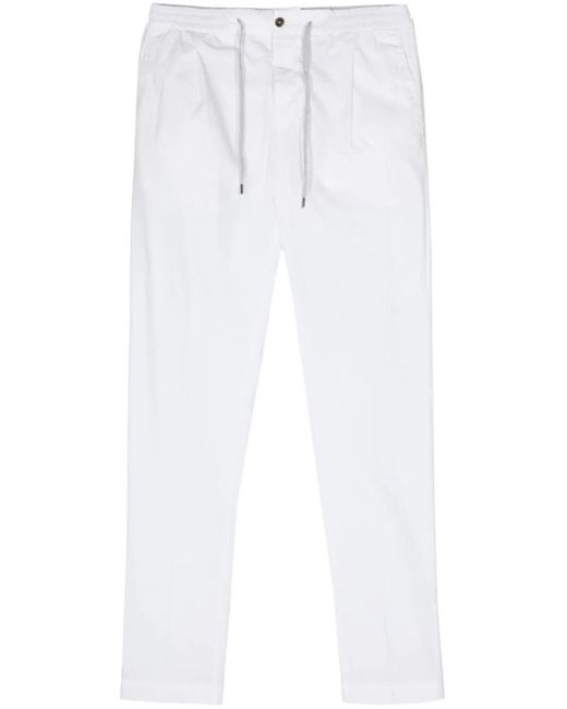 PT01 White Double Dye Stretch Light Popeline Soft Jogging One Pleats Pants for men