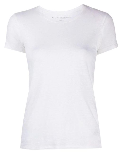 Majestic White Short Sleeve Round Neck T-shirt
