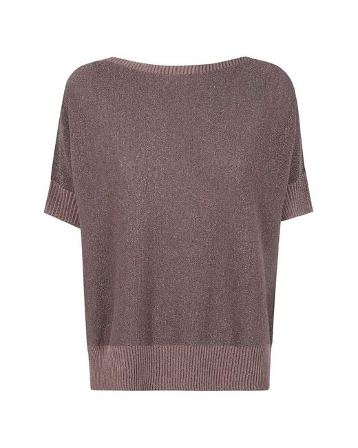 D.exterior Purple D. Exterior Vanise' Lux Oversized Short Sleeves Sweater