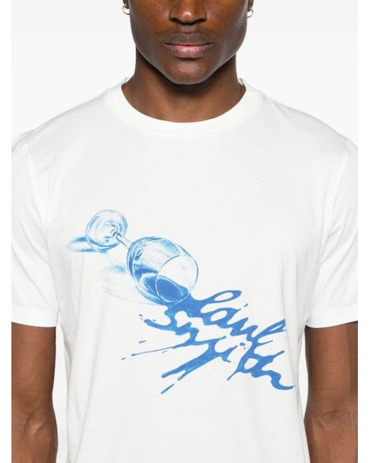Paul Smith Blue Logo-print Cotton T-shirt for men