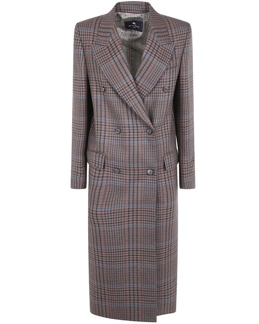 Etro Gray Coat Long Double Breasted "Wraa003299Tq218 S9890"