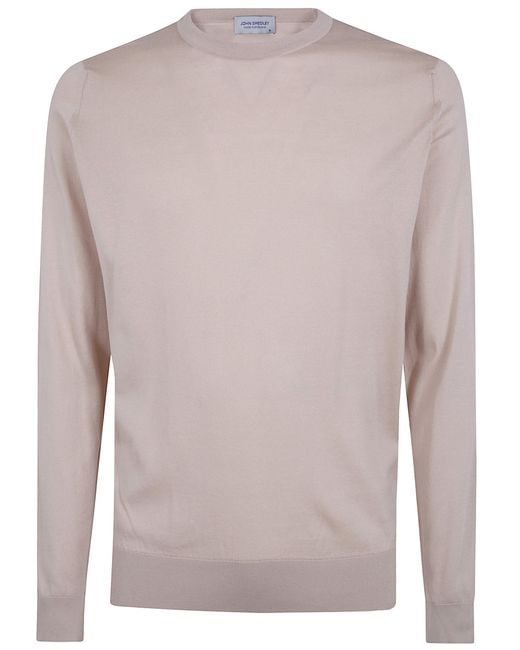 John Smedley Gray "Rowland" Crewneck Long Sleeves Pullover for men