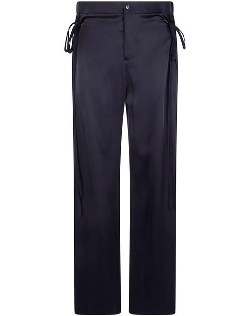 Ann Demeulemeester Blue 'Tita' High Comfort Trousers With Double Ribbon Clo