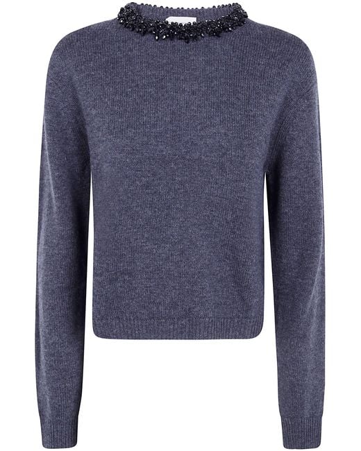 Semicouture Blue Sweater Short Sleeves "Denny"