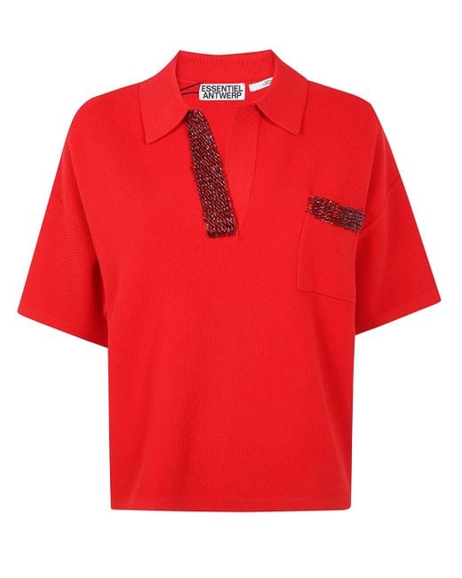 Essentiel Antwerp Red "Internationnal" Knitted Polo
