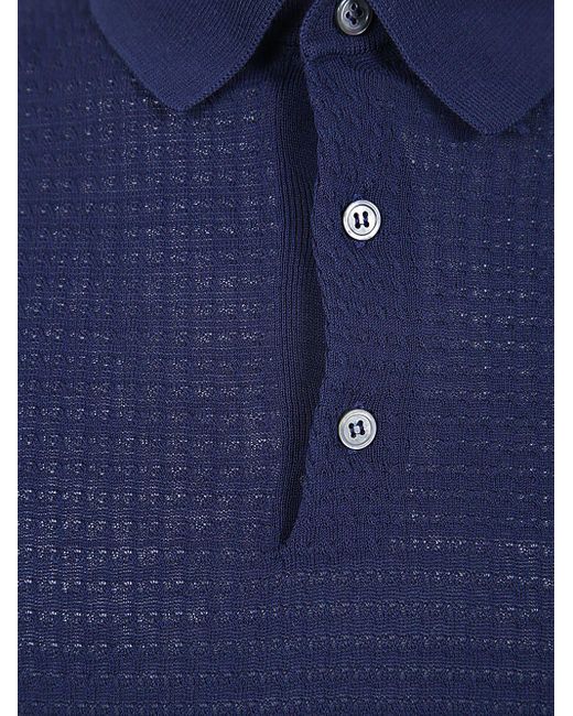 FILIPPO DE LAURENTIIS Blue Short Sleeves Three Buttons Polo for men